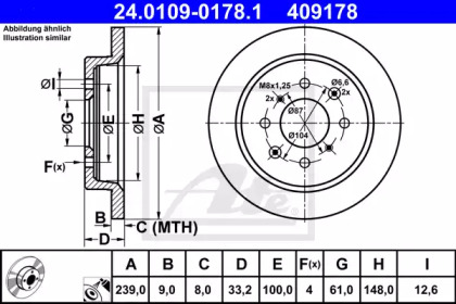 Тормозной диск ATE для HONDA JAZZ IV (GK_) 1.3