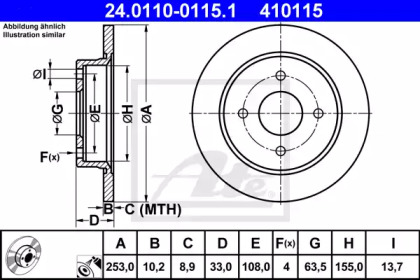 Тормозной диск ATE для FORD FOCUS седан (DFW) 1.8 16V