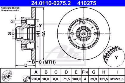 Тормозной диск ATE для VW GOLF II (19E, 1G1) 1.8 GTI 16V