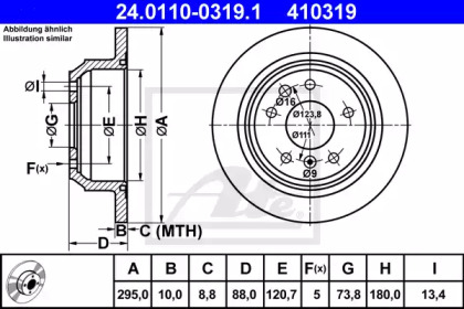 Тормозной диск ATE для JAGUAR XJ (XJ40, XJ81) 6 3.2 24V