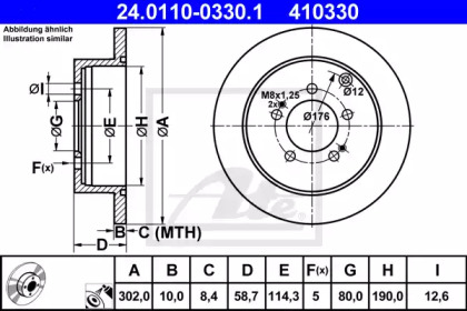 Дисковой тормозной механизм ATE для PEUGEOT 4007 (GP_) 2.2 HDi