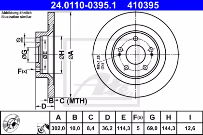 Тормозной диск ATE для MITSUBISHI OUTLANDER III (GG_W, GF_W, ZJ) 2.2 Di-D 4WD (GF6W)