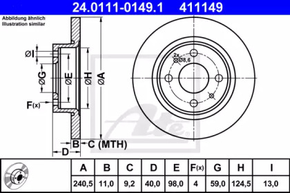Тормозной диск ATE для ALFA ROMEO 146 (930_) 1.7 i.e. 16V (930.B1)