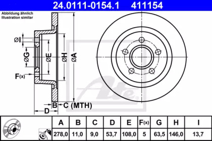 Дисковой тормозной механизм ATE для FORD TOURNEO CONNECT 1.8 TDCi /TDDi /DI