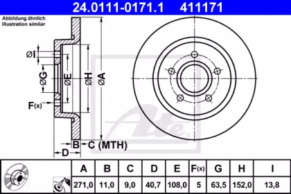 Тормозной диск ATE для FORD FOCUS III седан 1.6 Ti