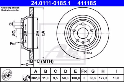 Тормозной диск ATE для FORD MONDEO V Хэтчбек 2.0 TDCi Bi-Turbo