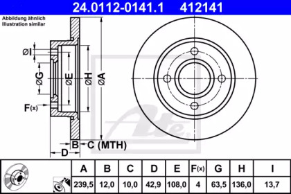 Тормозной диск ATE для MAZDA 121 III (JASM, JBSM) 1.8 D
