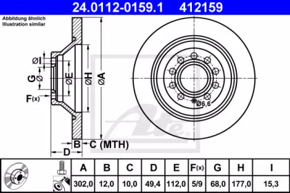 Тормозной диск ATE для AUDI A6 (4F2, C6) 2.8 FSI