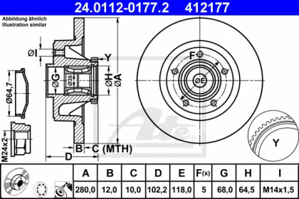 Тормозной диск ATE для NISSAN PRIMASTAR Фургон (X83) 2.0