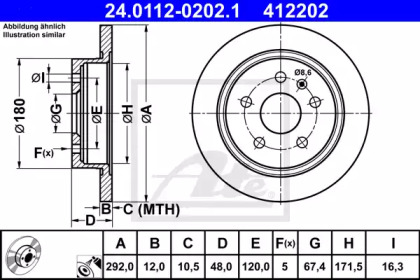 Тормозной диск ATE для CHEVROLET MALIBU (V300) 2.4