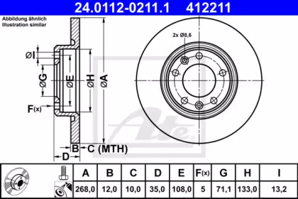 Тормозной диск ATE для PEUGEOT 308 SW II 1.6 THP 163
