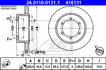 Тормозной диск ATE для NISSAN CABSTAR (F24M, F24W) 28.11 DCI, 32.11 DCI, 35.11 DCI 2.5 (F24M)