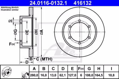 Тормозной диск ATE для NISSAN CABSTAR (F24M, F24W) 28.11 DCI, 32.11 DCI, 35.11 DCI 2.5 (F24M)