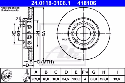 Тормозной диск ATE для VW POLO (6N1) 64 1.9 D