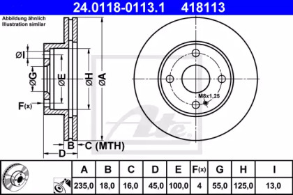 Тормозной диск ATE для MAZDA 323 S IV (BG) 1.3 16V