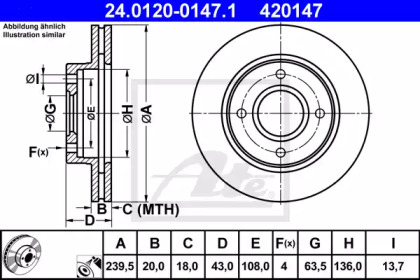 Тормозной диск ATE для FORD FIESTA III (GFJ) 1.6