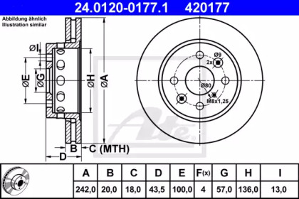 Дисковой тормозной механизм ATE для KIA SHUMA (FB) 1.8 i 16V