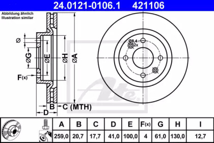 Тормозной диск ATE для NISSAN KUBISTAR (X76) 1.5 dCi