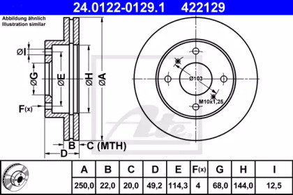 Тормозной диск ATE для NISSAN BLUEBIRD Station Wagon (WU11) 2.0 D