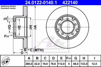 Тормозной диск ATE для MERCEDES-BENZ T1 автобус (602) 310 D 2.9