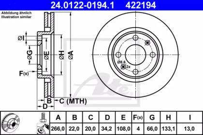 Дисковой тормозной механизм ATE для PEUGEOT 207 седан 1.4
