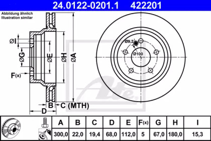 Тормозной диск ATE для MERCEDES-BENZ CLS (C218) CLS 400 (218.361)