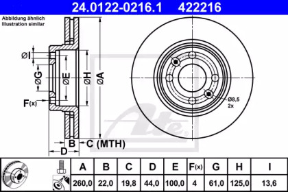Дисковой тормозной механизм ATE для NISSAN NOTE (E11, NE11) 1.5 dCi