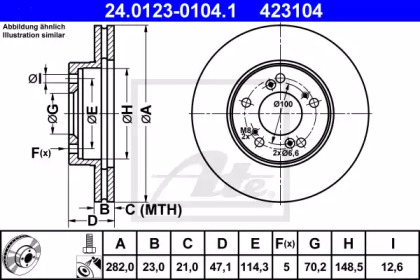 Тормозной диск ATE для HONDA PRELUDE V (BB_) 2.2 16V (BB6, BB8)