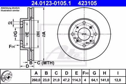 Тормозной диск ATE для HONDA PRELUDE IV (BB_) 2.0 i 16V (BB3)