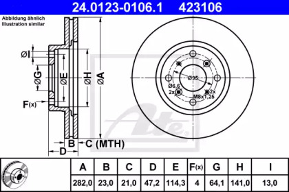 Тормозной диск ATE для HONDA PRELUDE IV (BB_) 2.3 i 16V (BB2)