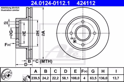 Тормозной диск ATE для FORD SIERRA Хэтчбек (GBC, GBG) 2.3 D