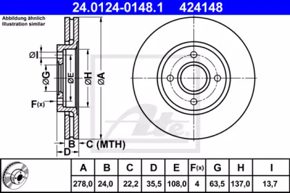 Дисковой тормозной механизм ATE для FORD SIERRA Хэтчбек (GBC, GBG) 2.0 16V Cosworth 4x4
