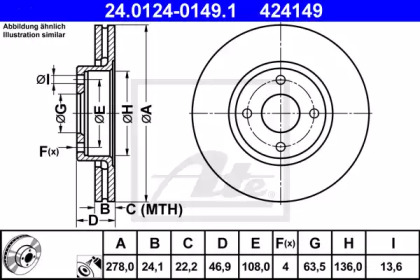 Тормозной диск ATE для FORD SCORPIO II Turnier (GNR, GGR) 2.9 i 24V