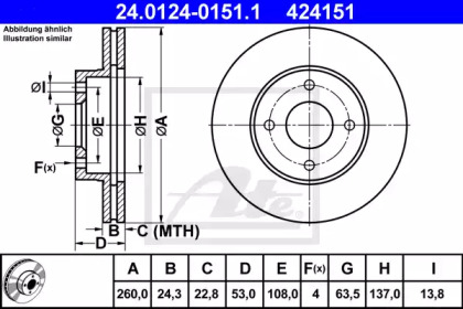 Тормозной диск ATE для FORD SIERRA Turnier (BNC) 2.8 i 4x4
