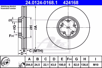 Тормозной диск ATE для FORD TRANSIT c бортовой платформой/ходовая часть (FM_ _, FN_ _) 2.4 DI (F_A_, F_B_, F_C_, F_D_)