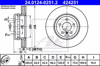 Тормозной диск ATE для BMW 3 (F30, F80) 320 i xDrive
