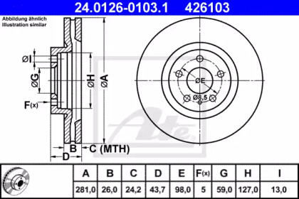 Тормозной диск ATE для ALFA ROMEO 164 (164_) 3.0 24V (164.K1)