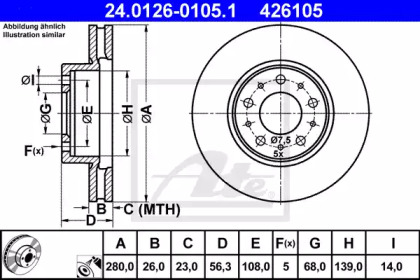 Дисковой тормозной механизм ATE для VOLVO 940 II (944) 2.3 Turbo