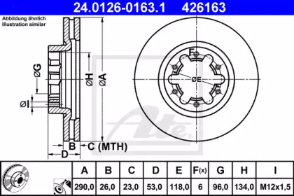 Тормозной диск ATE для NISSAN CABSTAR (F24M, F24W) 35.14 DCI, 45.14 DCI 2.5 (F24M)