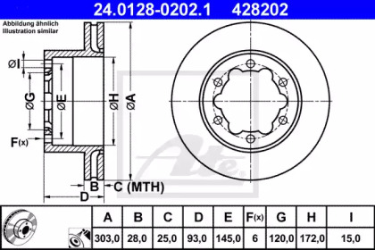 Тормозной диск ATE для VW CRAFTER 30-50 c бортовой платформой/ходовая часть (2F_) 2.0 TDI