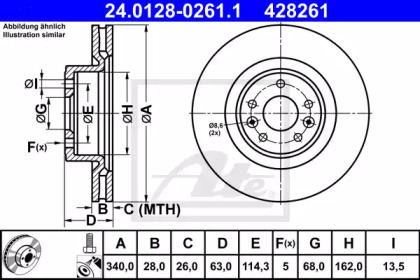 Тормозной диск ATE для RENAULT MEGANE III купе (DZ0/1_) 2.0 R.S.