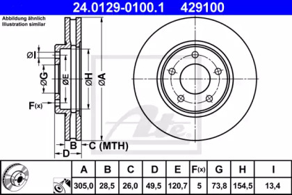 Тормозной диск ATE для JAGUAR XK 8 купе (X100) 4.0