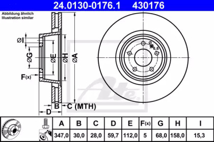 Тормозной диск ATE для AUDI A6 (4F2, C6) 2.8 FSI