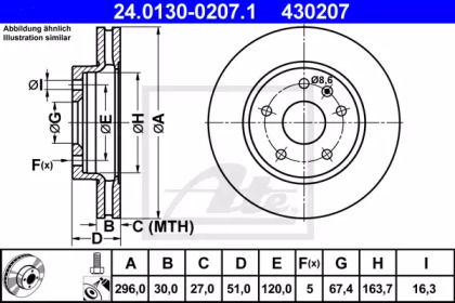 Тормозной диск ATE для CHEVROLET MALIBU (V300) 2.4