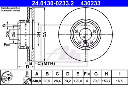 Тормозной диск ATE для BMW 3 (F30, F80) 320 i xDrive