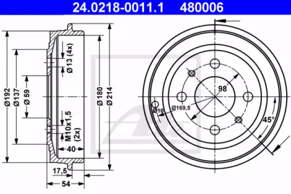 Тормозной барабан ATE для FORD KA (RU8) 1.2