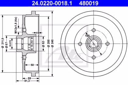 Барабанный тормозной механизм ATE для VW POLO (6N1) 64 1.9 D