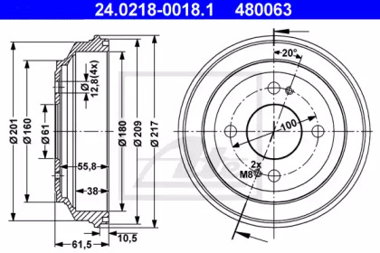 Тормозной барабан ATE для HONDA CRX I (AF, AS) 1.5 i (AF)