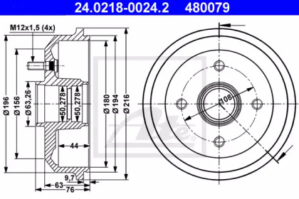 Барабанный тормозной механизм ATE для MAZDA 121 III (JASM, JBSM) 1.8 D