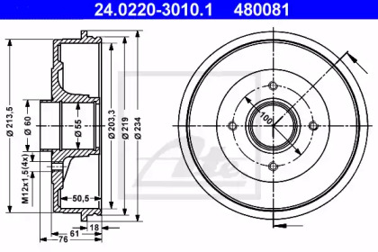 Барабанный тормозной механизм ATE для NISSAN KUBISTAR (X76) 1.5 dCi